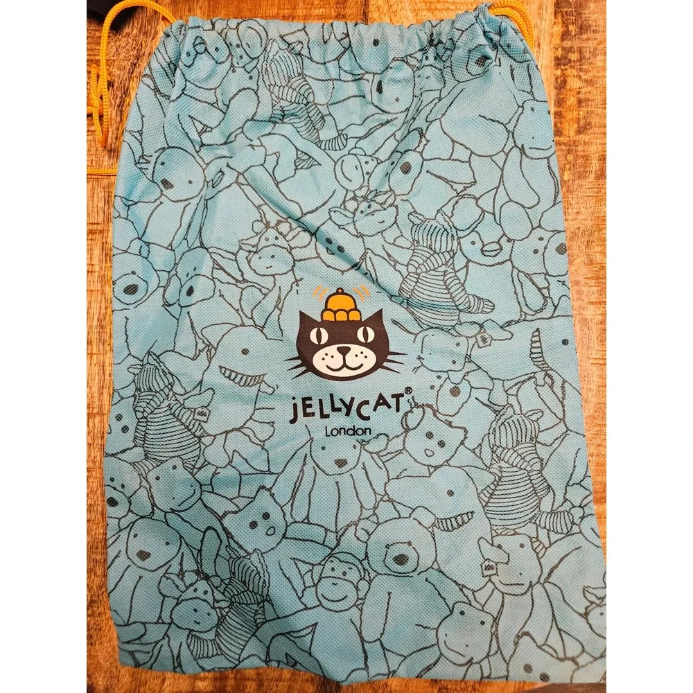 Jellycat London Kids Blue Mesh Drawstring Bag Animal Print Logo Toy Storage Bag